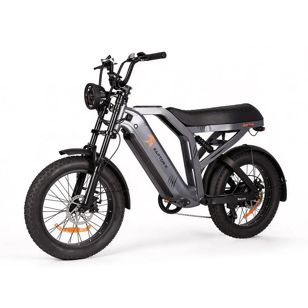 RaptorX fat tyre electric bike, front left view
