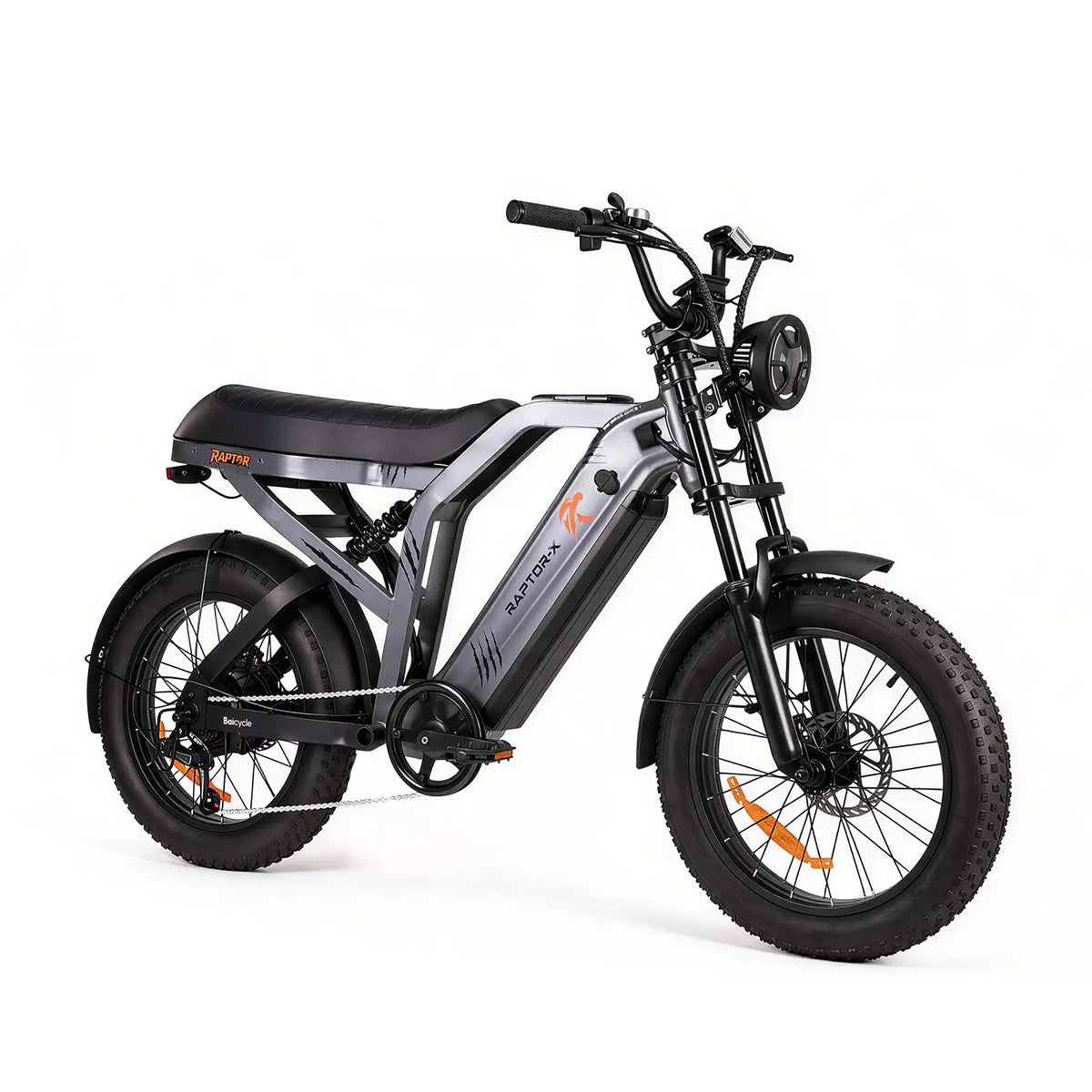 RaptorX fat tyre electric bike, front right view